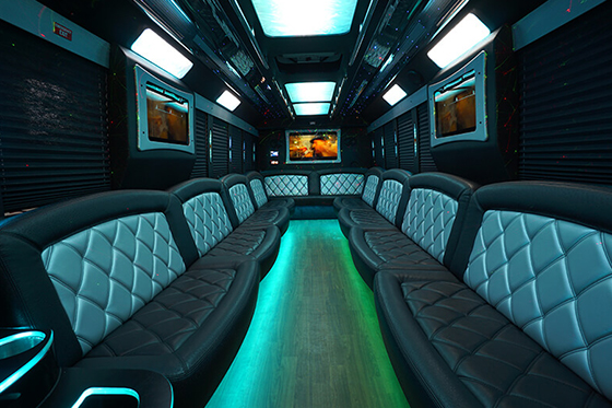 34-passenger party bus interior