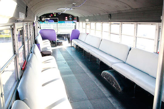 40-passenger party bus interior