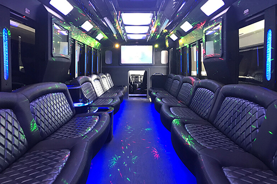 inside our Council Bluffs charter buses
